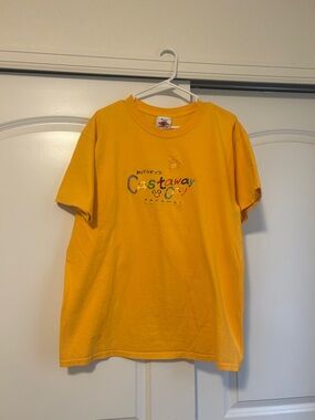 Vintage Disney Cruise Line Castaway Cay Bahamas Yellow/Orange Graphic Tee Size L